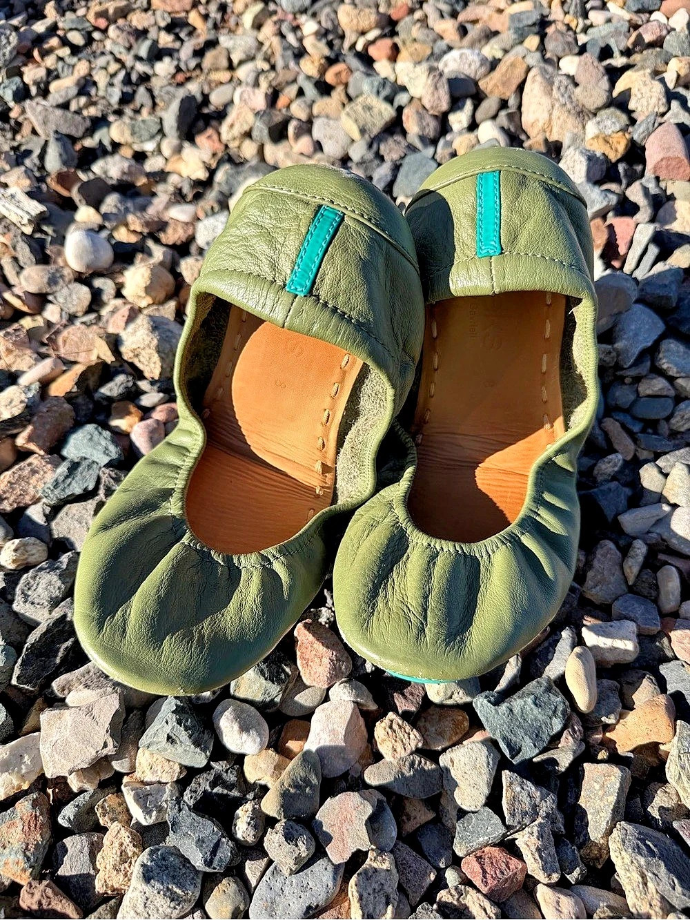Tieks by Gavrieli Olive Green Leather Ballet Flats Size 8 Foldable Italian Shoes